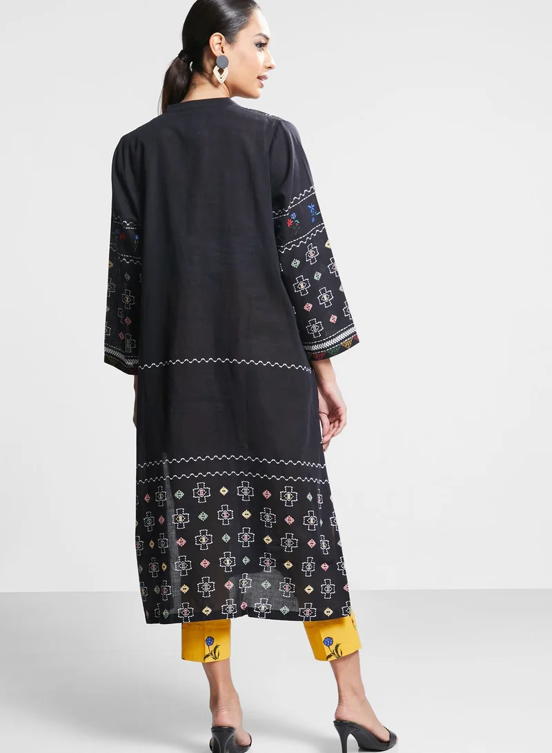Nishat Linen Button Detail Printed Kurti & Pants
