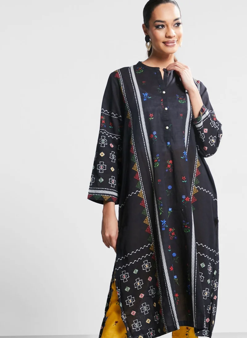 Nishat Linen Button Detail Printed Kurti & Pants