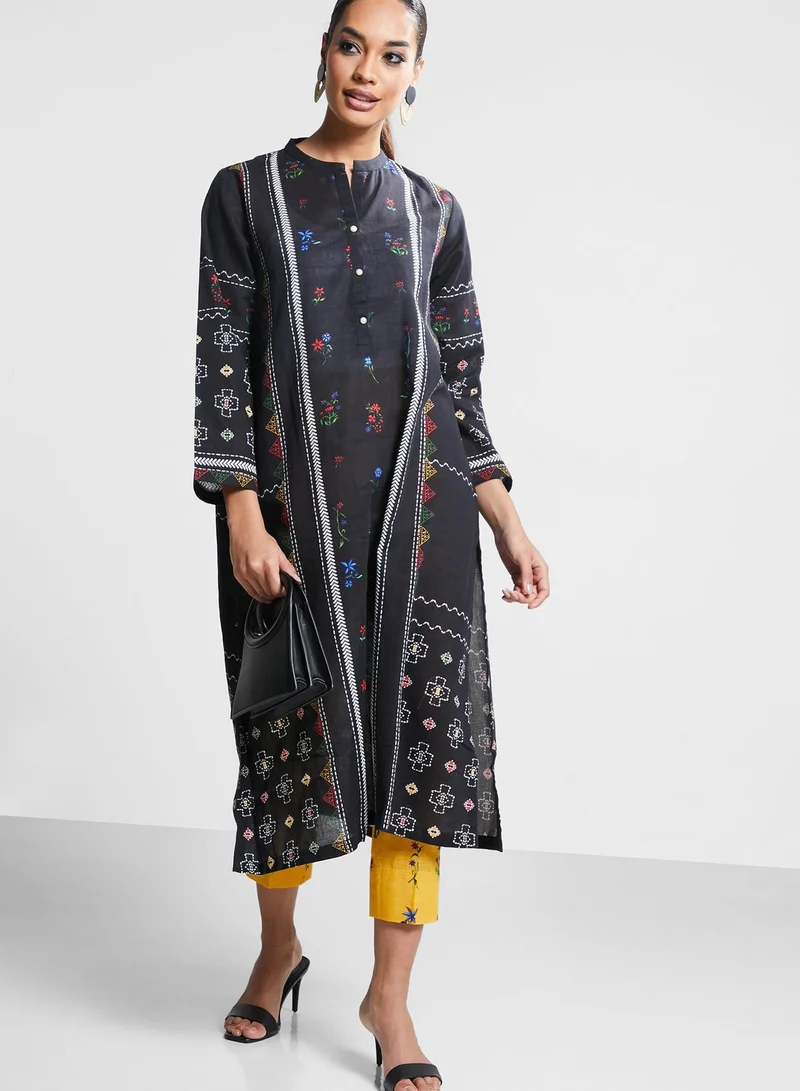 Nishat Linen Button Detail Printed Kurti & Pants