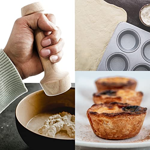 Anfu Tart Tamper Set, Wooden Molds Egg Tarts Tamper Pastry Tools for Mini Muffin Tins or Tart Pans, DIY Baking Shaping Kitchen Tool & Pastry Brush - Image 4