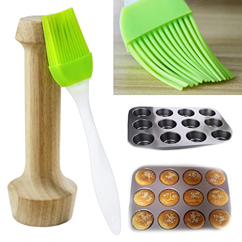 Anfu Tart Tamper Set, Wooden Molds Egg Tarts Tamper Pastry Tools for Mini Muffin Tins or Tart Pans, DIY Baking Shaping Kitchen Tool & Pastry Brush - Image 5