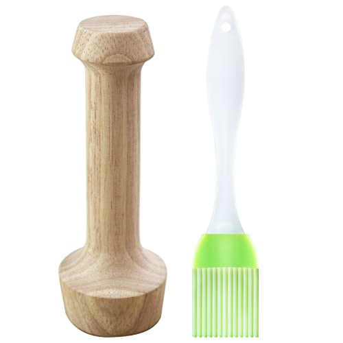 Anfu Tart Tamper Set, Wooden Molds Egg Tarts Tamper Pastry Tools for Mini Muffin Tins or Tart Pans, DIY Baking Shaping Kitchen Tool & Pastry Brush - Image 1