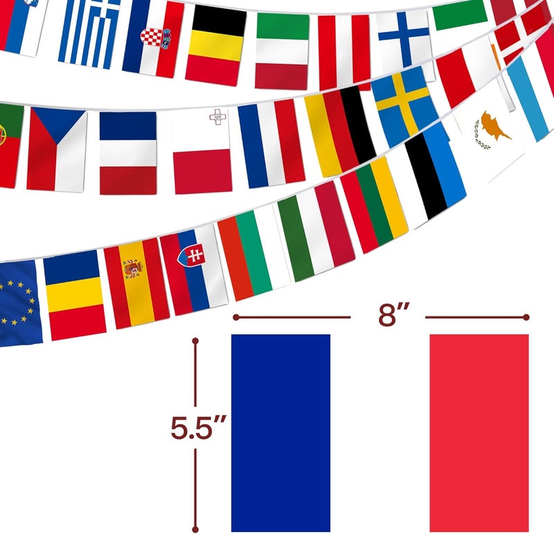 Anley European Union String Flag, 28 European Union Countries String Pennant Banner, Decoration for Grand Opening, Sports Bar, Party Events - 27 Feet 28 Flags - Image 3