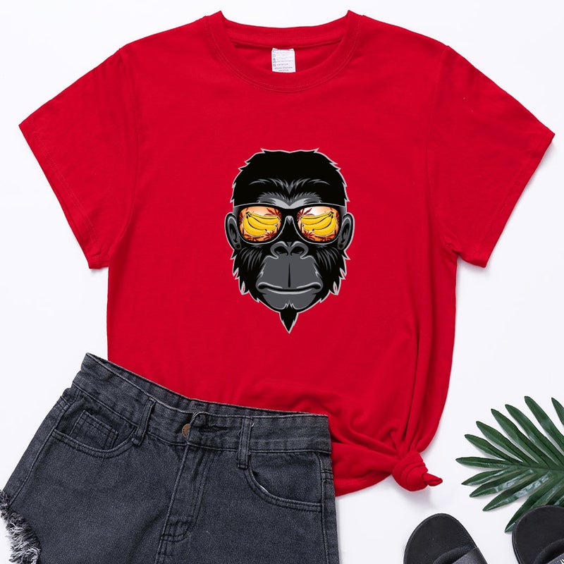 2021 New Gorilla Printed Casual Loose Trendy Unisex Cvc Short Sleeve T-Shirt - Image 1