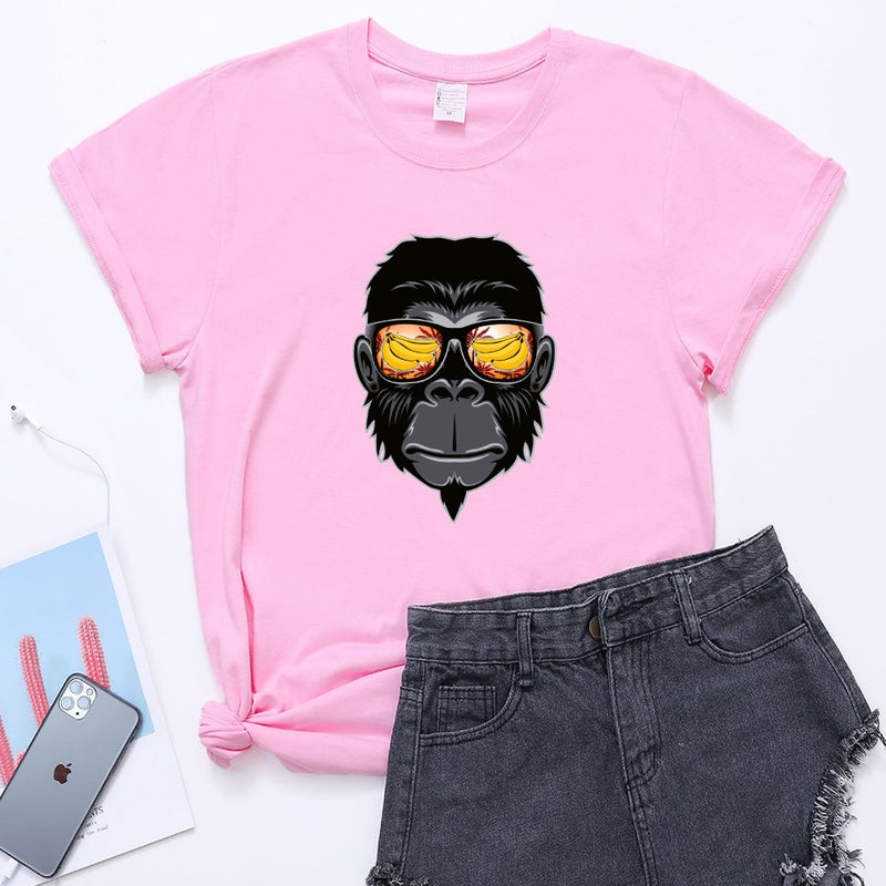 2021 New Gorilla Printed Casual Loose Trendy Unisex Cvc Short Sleeve T-Shirt - Image 2
