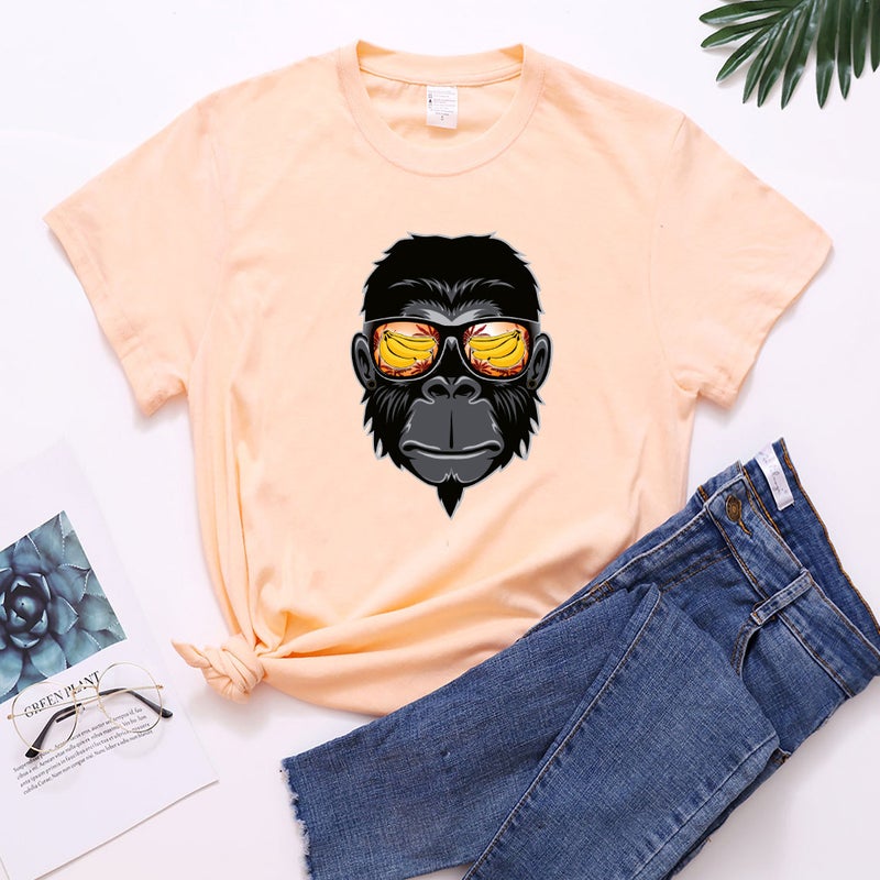 2021 New Gorilla Printed Casual Loose Trendy Unisex Cvc Short Sleeve T-Shirt - Image 3