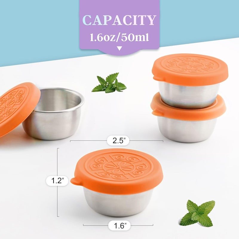 Qukaka High precision lightweight material 6x1.6 Oz Salad Dressing Containers With Lids, Small Leakproof Reusable Stainless Steel Salad Dressing Container To Go For Lunch Boxes,Sauce containers, Picnics,Travel Meal Prep And Kitchen Storage. Labor saving optimized design - Image 2