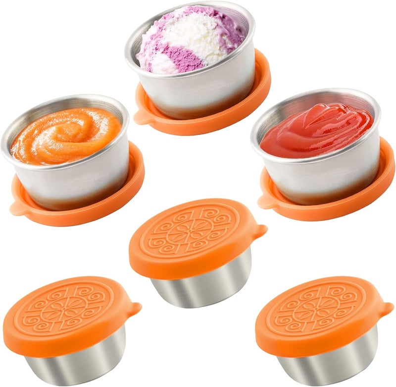 Qukaka High precision lightweight material 6x1.6 Oz Salad Dressing Containers With Lids, Small Leakproof Reusable Stainless Steel Salad Dressing Container To Go For Lunch Boxes,Sauce containers, Picnics,Travel Meal Prep And Kitchen Storage. Labor saving optimized design - Image 1