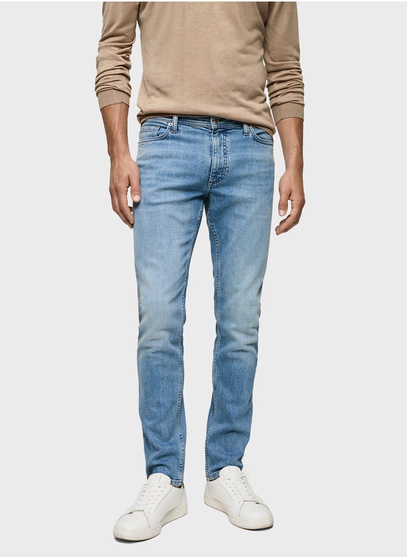 Mango Man Casual Sim Fit Mid Wash Jeans  - Image 1