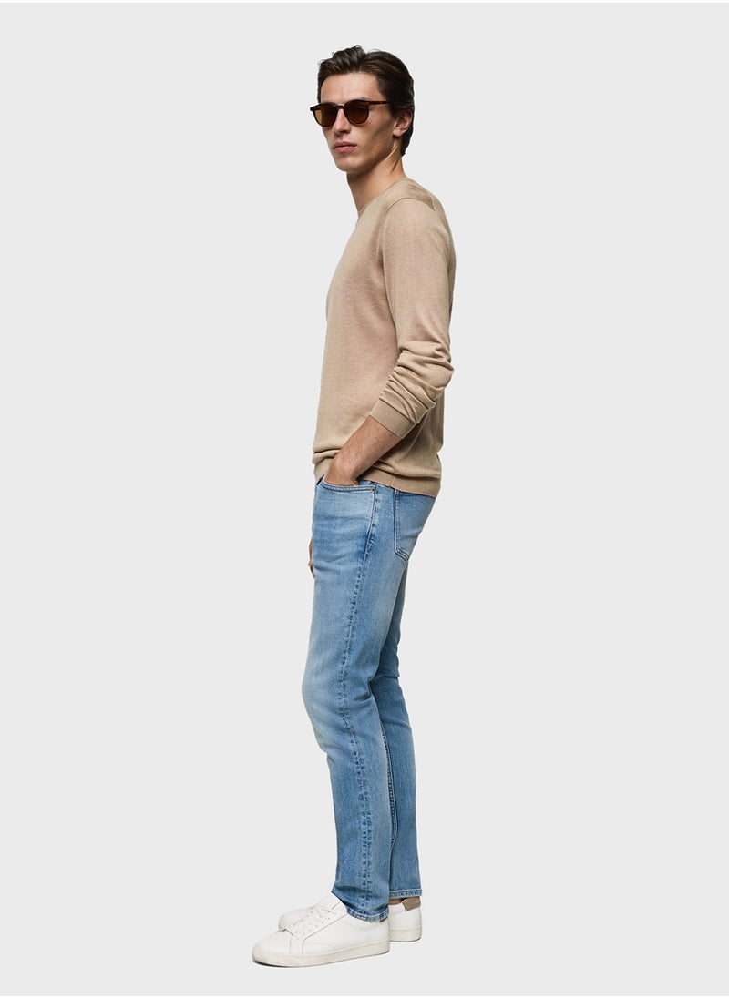 Mango Man Casual Sim Fit Mid Wash Jeans  - Image 3