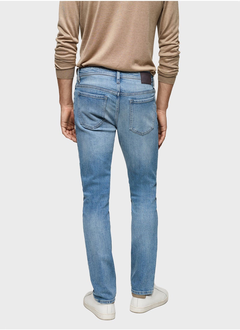 Mango Man Casual Sim Fit Mid Wash Jeans  - Image 2
