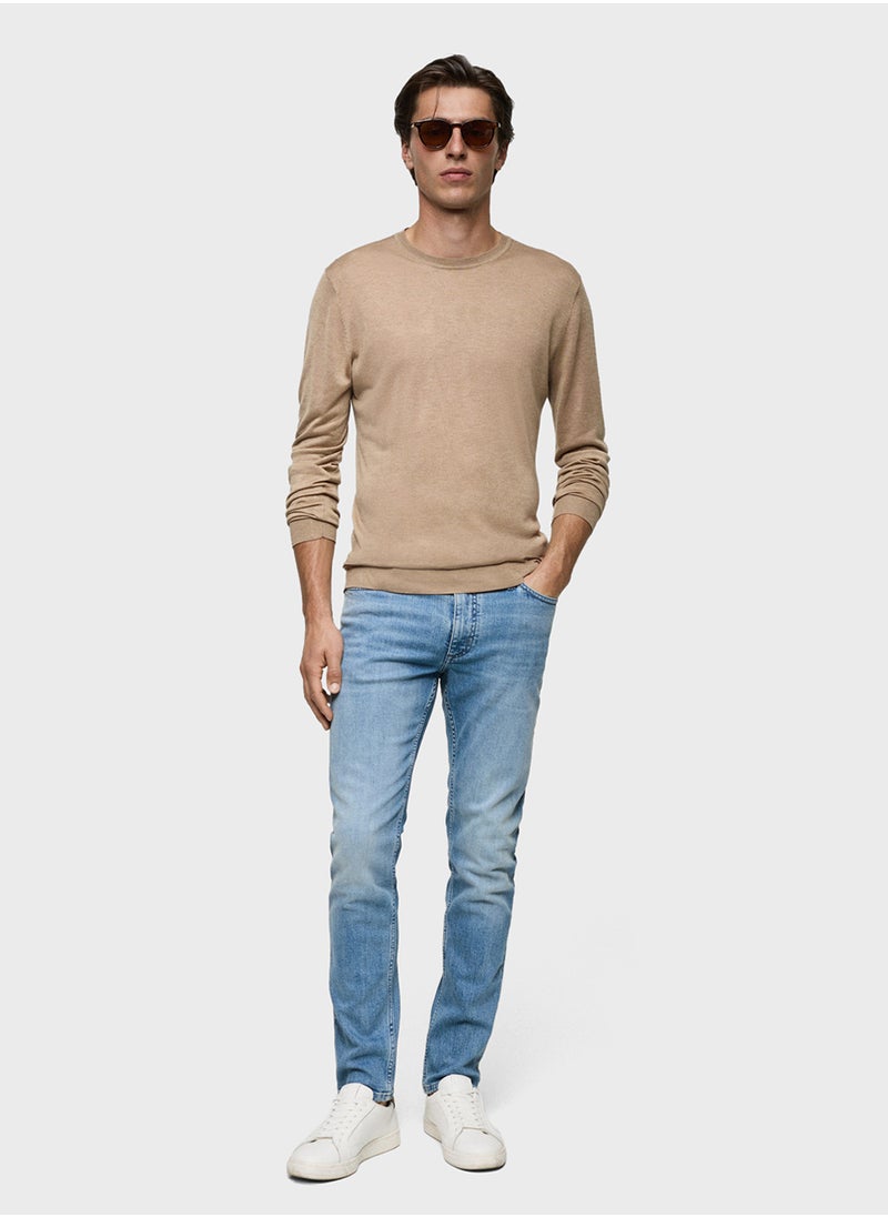 Mango Man Casual Sim Fit Mid Wash Jeans  - Image 4