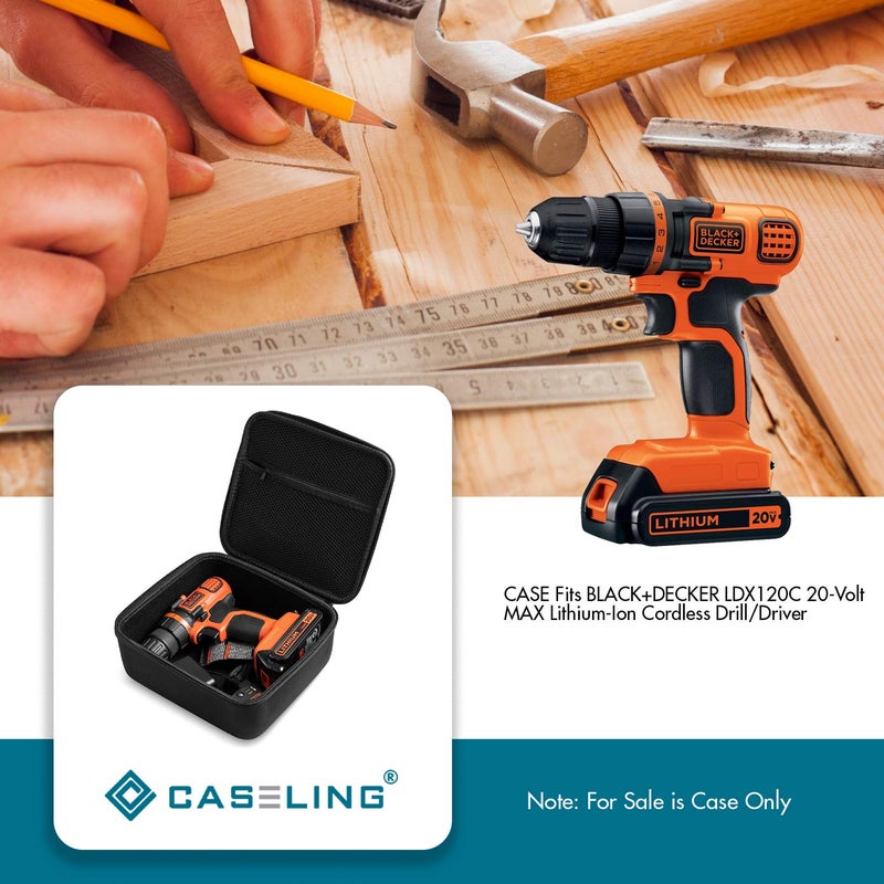 caseling Hard Case - 8.67" x 7.8" x 3.5" - Fits BLACK+DECKER LDX120C / LD120VA Cordless Drill/Driver - EVA Protection Foam Hard Shell Holder for Electronics Storage and Travel (Case only) - Image 5