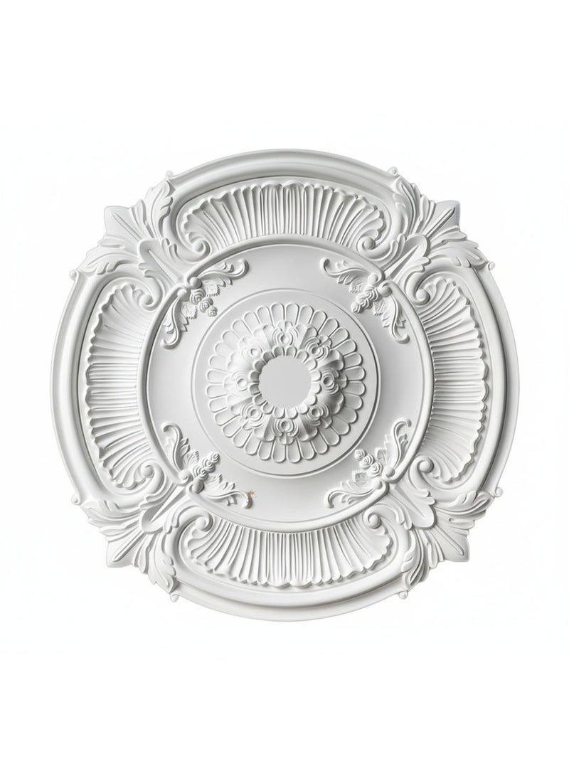 brievo 66cm Classic Decorative PU Ceiling Medallion with 3D Carved Design - Elegant Light Fixture Plate for Chandelier - Image 1