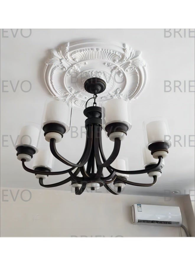 brievo 66cm Classic Decorative PU Ceiling Medallion with 3D Carved Design - Elegant Light Fixture Plate for Chandelier - Image 5