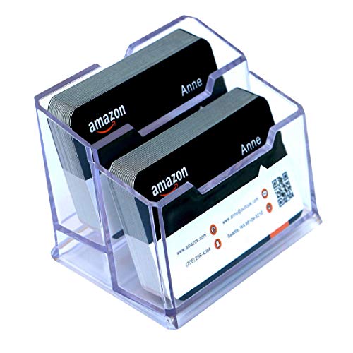 SNDIA 2-Tier Clear Business Card Holder – Transparent Acrylic Visiting Card Display Stand & Desk Organizer for office - Image 1