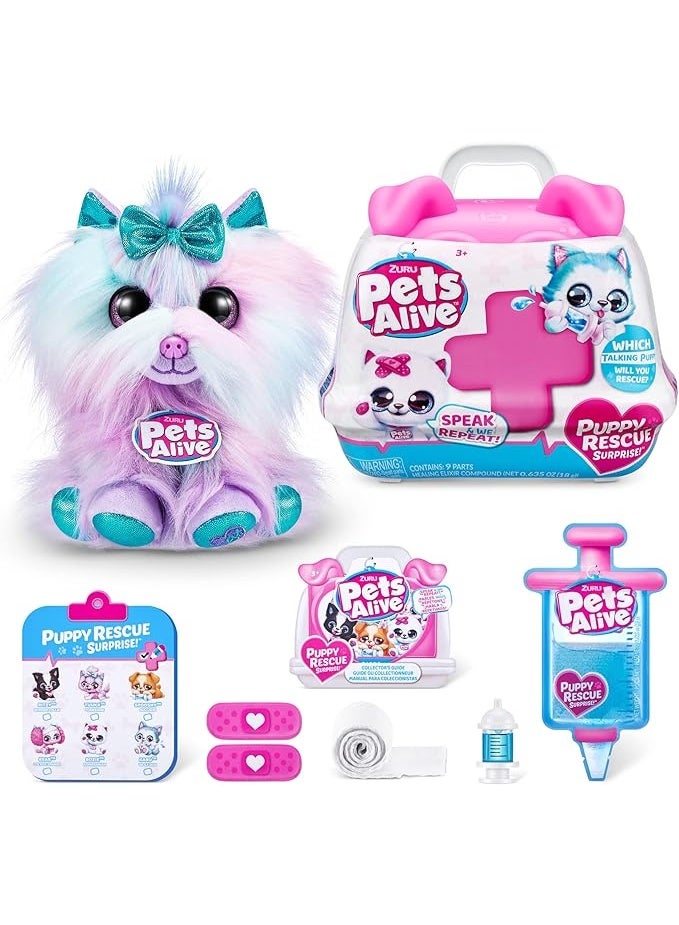 Pets Alive زورو بيتس أليف متجر الحيوانات الأليفة مفاجأة السلسلة 3 جرو محشو تفاعلي - ميزة التحدث والتكرار مع مجموعة الشفاء، متنوعة - Image 2
