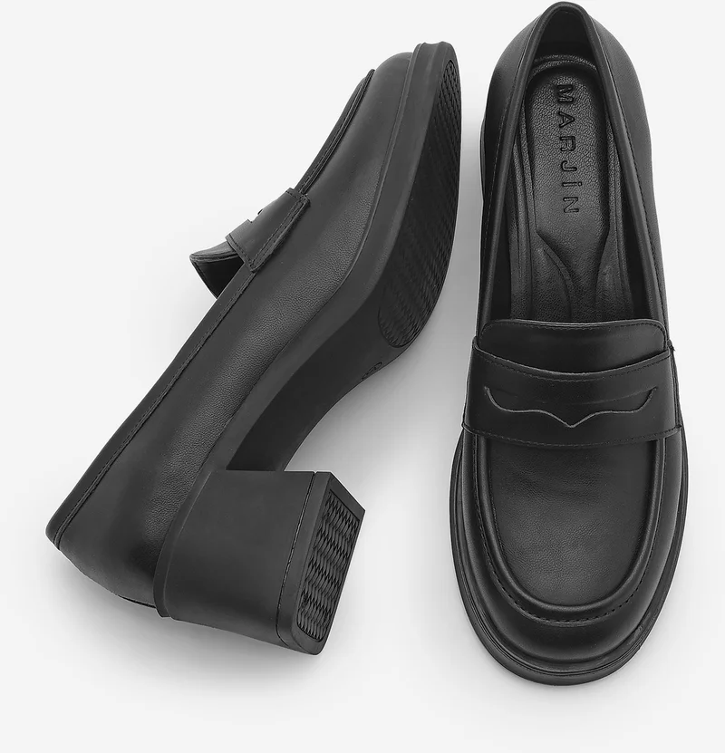 MARJIN Women's Loafer Thick Heeled Casual Shoes Seriz