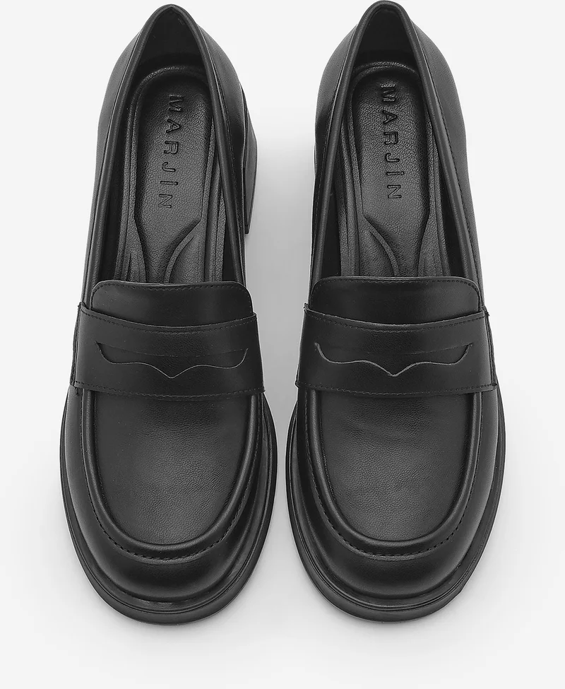 MARJIN Women's Loafer Thick Heeled Casual Shoes Seriz