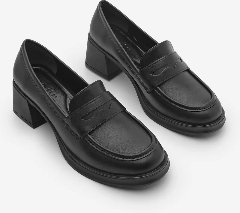 MARJIN Women's Loafer Thick Heeled Casual Shoes Seriz