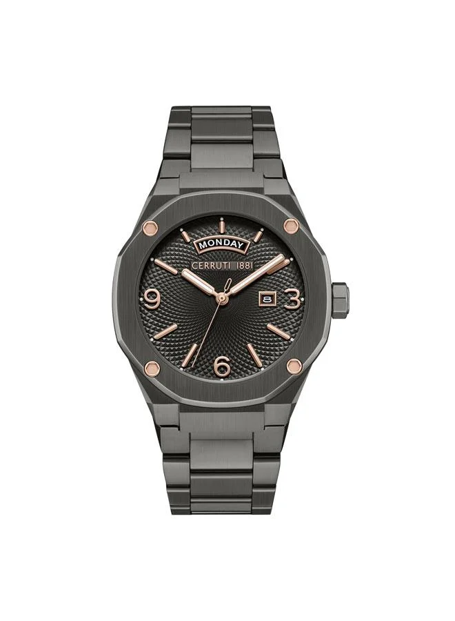 Razzuolo 41mm Gunmetal Dial Stainless Steel Bracelet Analog Watch For Men
