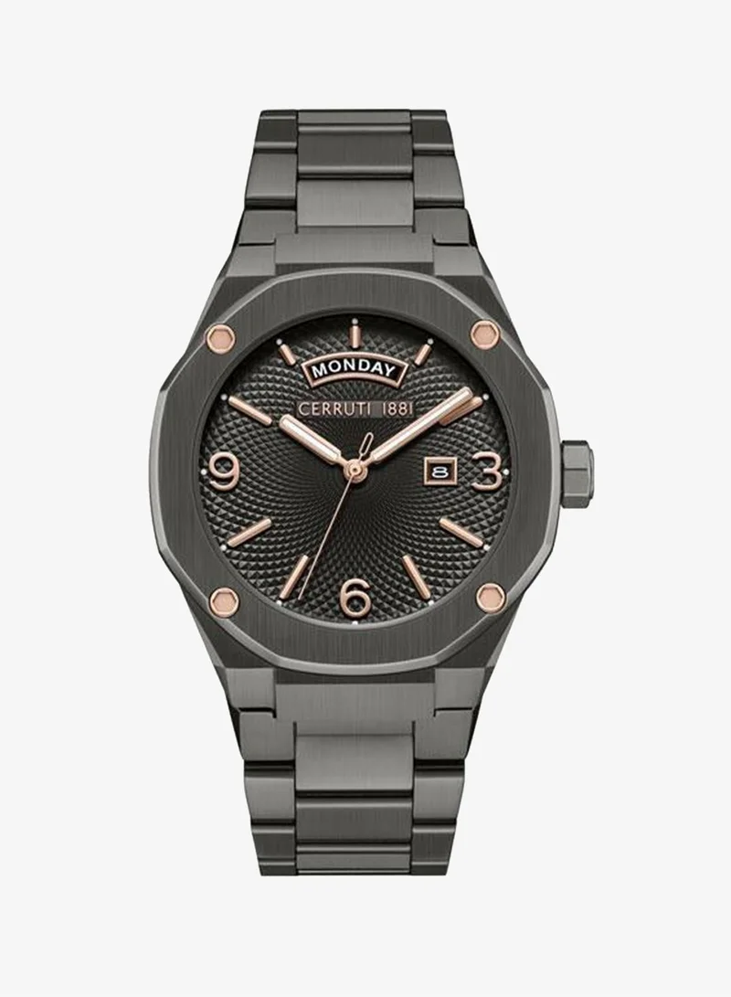 CERRUTI 1881 Razzuolo 41mm Gunmetal Dial Stainless Steel Bracelet Analog Watch For Men