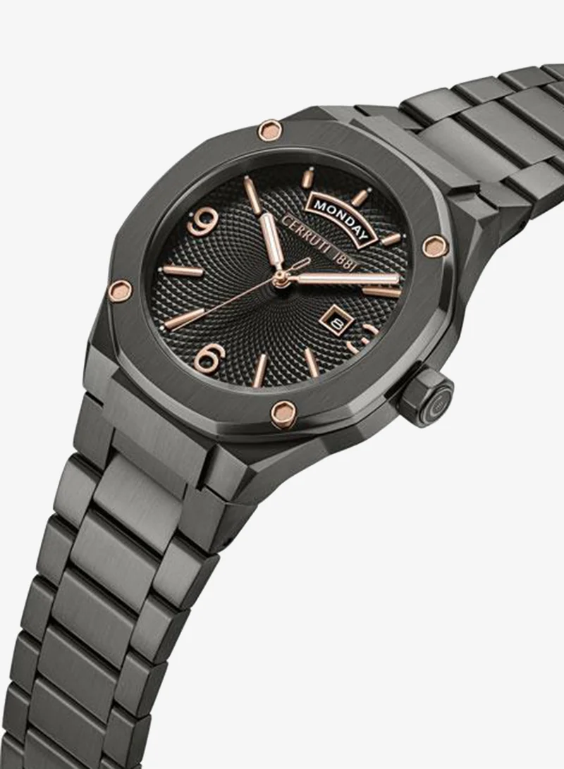 CERRUTI 1881 Razzuolo 41mm Gunmetal Dial Stainless Steel Bracelet Analog Watch For Men