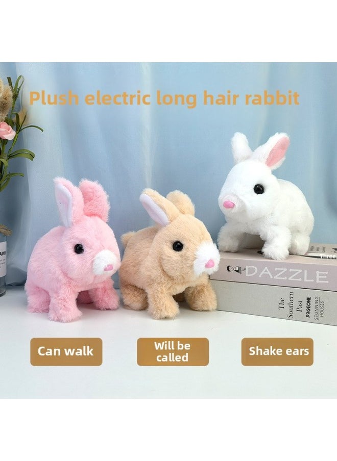 Cross Border Easter My Realistic Bunny Toy Plush Electric White Rabbit-Colour:Bell Spotted Rabbit [pink]  - Image 2