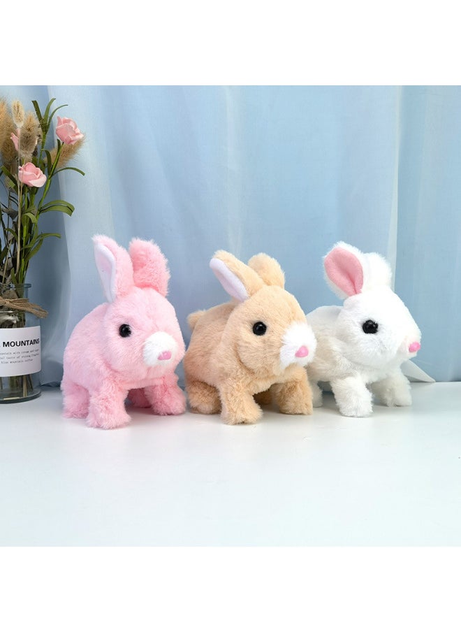 Cross Border Easter My Realistic Bunny Toy Plush Electric White Rabbit-Colour:Bell Spotted Rabbit [pink]  - Image 3