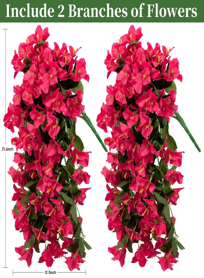ColoPlay Artificial Bougainvillea Hanging Flowers Plants - 2 PCS faux Bougainvillea artificial flowers with Long Trailing Vines for Outdoor Decoration, Perfect for Porch, Garden, Urn Patio Balcony (Rose Red) - Image 3