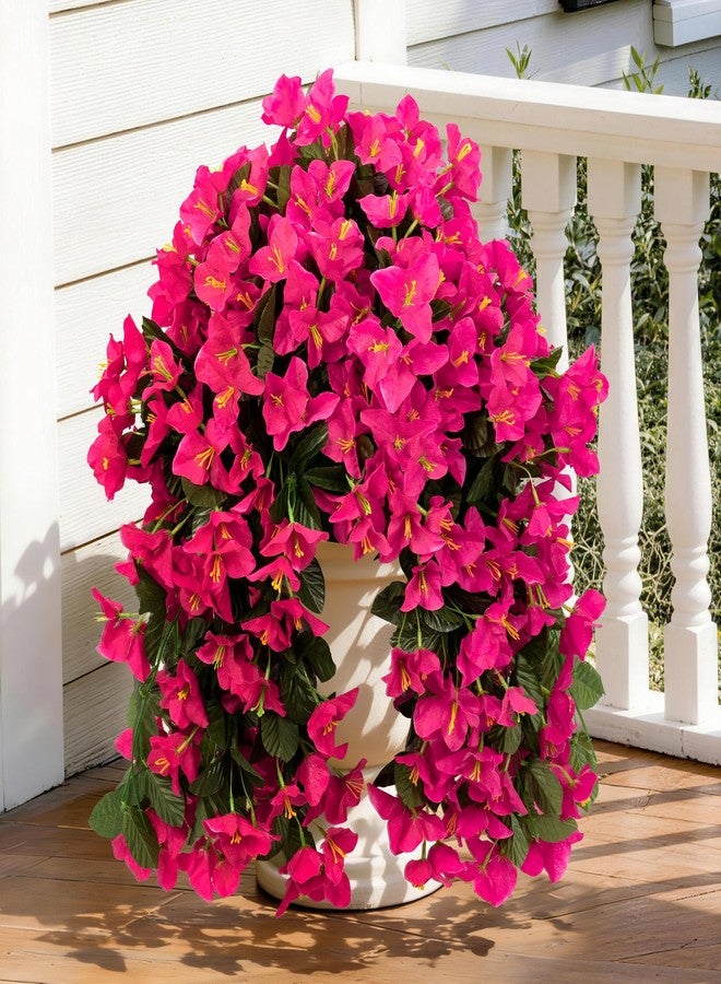 ColoPlay Artificial Bougainvillea Hanging Flowers Plants - 2 PCS faux Bougainvillea artificial flowers with Long Trailing Vines for Outdoor Decoration, Perfect for Porch, Garden, Urn Patio Balcony (Rose Red) - Image 1