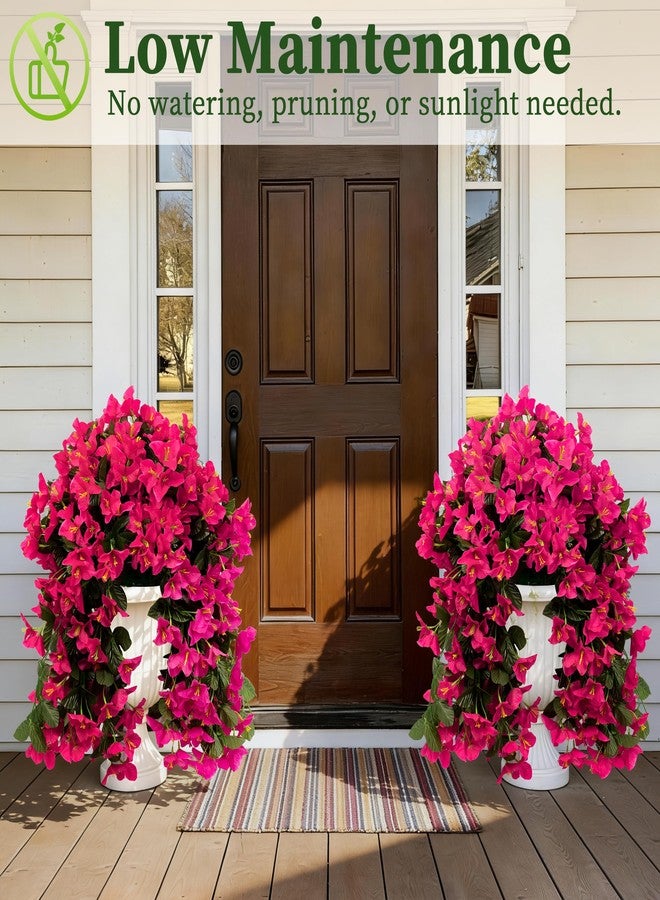 ColoPlay Artificial Bougainvillea Hanging Flowers Plants - 2 PCS faux Bougainvillea artificial flowers with Long Trailing Vines for Outdoor Decoration, Perfect for Porch, Garden, Urn Patio Balcony (Rose Red) - Image 4