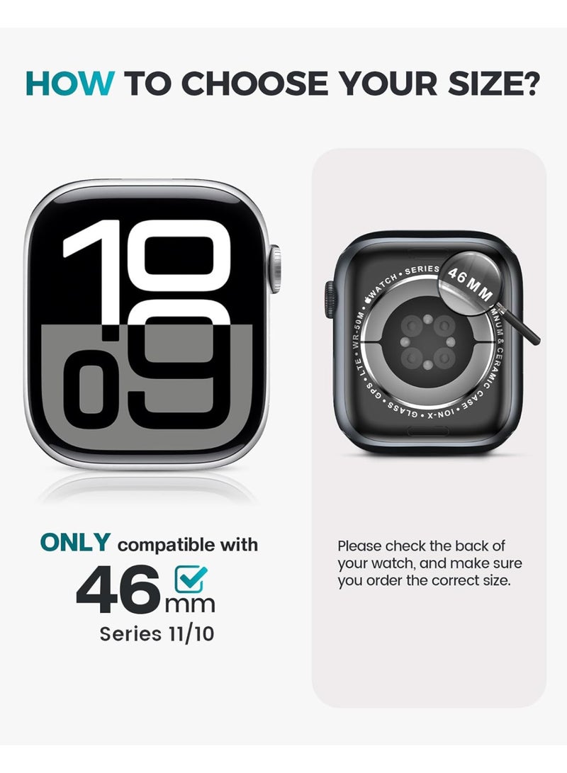 OLYSON 2 in 1 Waterproof Hard Case for Apple Watch Screen Protector 46mm, 360° Slim Full Protective Tempered Glass Face Cover + Back Hard PC Bumper for iWatch Series 11/10, 46mm Clear - Image 2