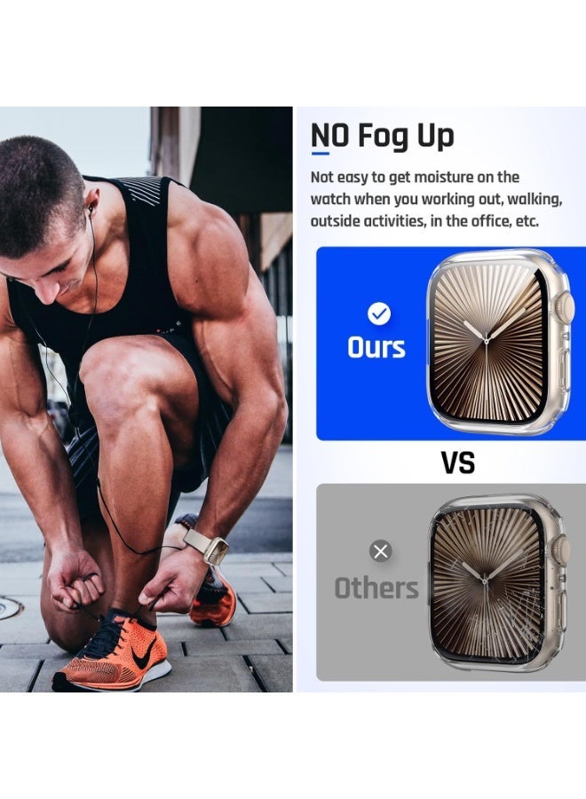 OLYSON 2 in 1 Waterproof Hard Case for Apple Watch Screen Protector 46mm, 360° Slim Full Protective Tempered Glass Face Cover + Back Hard PC Bumper for iWatch Series 11/10, 46mm Clear - Image 4