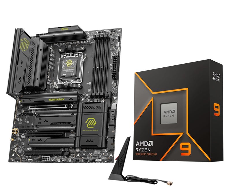 Micro Center AMD Ryzen 9 9950X CPU Processor with MSI MAG X870E Tomahawk WiFi ATX Motherboard (DDR5, PCIe 5.0 x16, M.2 Gen5, Wi-Fi 7, 5G LAN) - Image 1