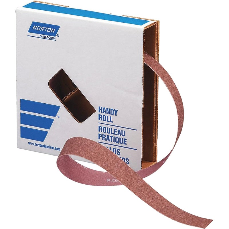 Norton Metalite Cloth Backed Sandpaper Roll, 280 Grit Sandpaper, Woodworking and Automotive Sandpaper, 1 Inch Wide, Continuous Roll of 50 Yards - Image 1