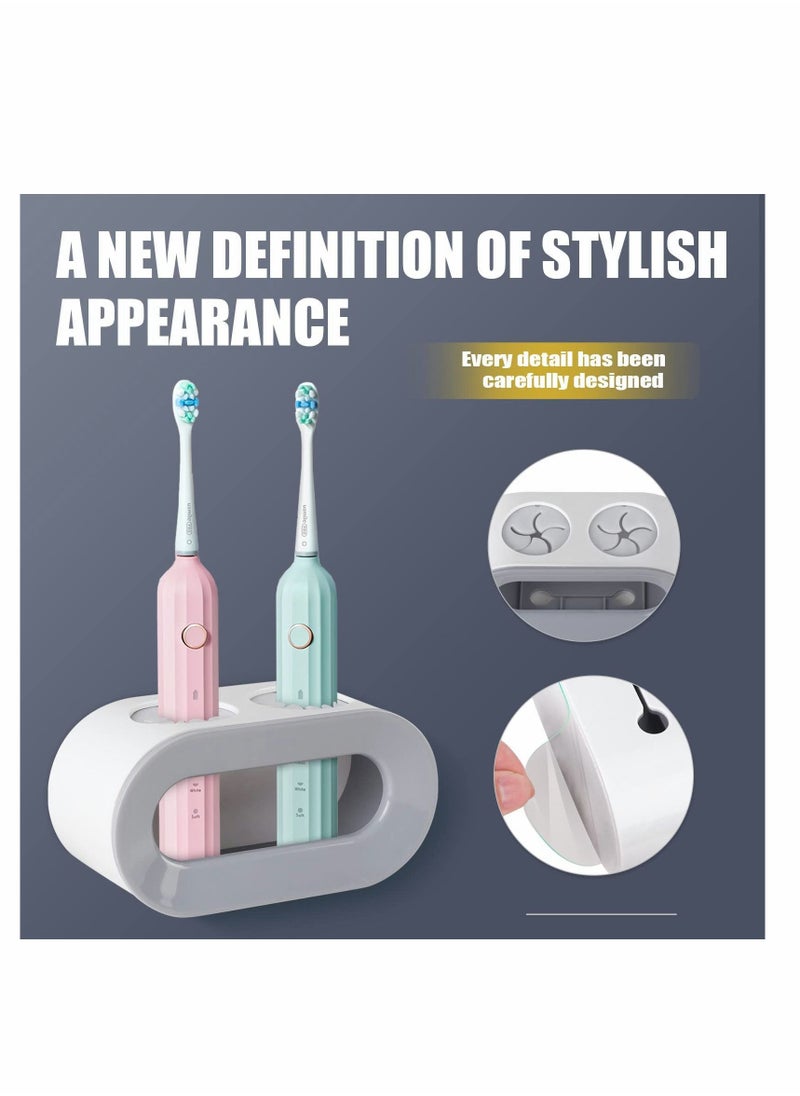 Generic - Toothbrush Holders Wall Mounted, Electric Toothbrush Holder for Bathroom, Can Place 2 Toothbrushes, Waterproof Self Adhesive/Sturdy &Breathable - Image 1