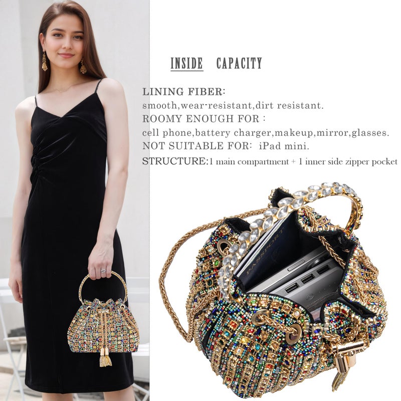 BBTT.ful Sparkly Diamond Evening Bag Clutch Purses for Women Rhinestone Purse Glitter Handbag for Party Prom Cocktail(colorful) - Image 4