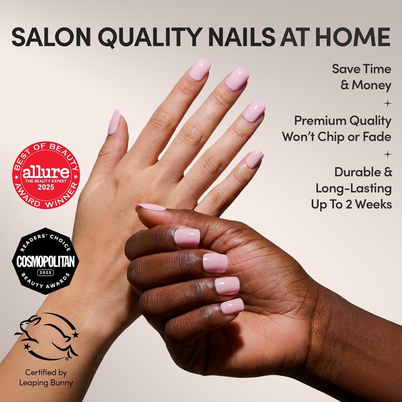Glamnetic Press On Nails - Sugar BB Spring Nails | Super Short Fake Nails in Classic Baby Pink Tone with a Glossy Finish, Salon Quality | 15 Sizes - 30 Nail Kit with Glue - Image 2