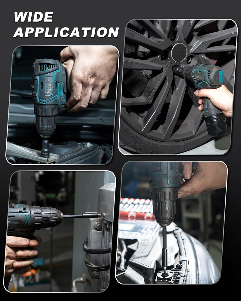 ROTATION 34-Piece Impact Nut Driver Set, Magnetic, SAE & Metric, Nut Drivers Set for Impact Drill, Deep Impact Nut Drivers, Impact Socket Adapters, Wing Nut Driver, Bit Extension, with Storage Case - Image 5