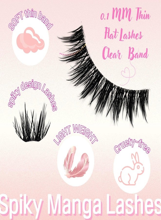 AUGENLI Manga Lahes Wispy Natural Lashes Look Clear Band False Eyelashes Natural Flared Cat eye Eyelashes False Eye Lashes Soft Fluffy Lash 10Pairs (CJX13) - Image 2