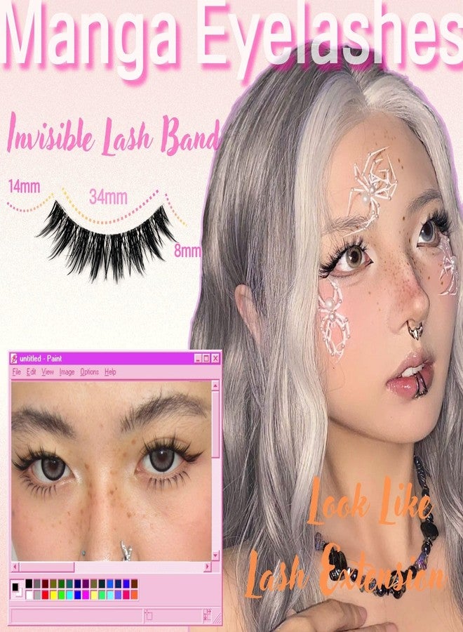 AUGENLI Manga Lahes Wispy Natural Lashes Look Clear Band False Eyelashes Natural Flared Cat eye Eyelashes False Eye Lashes Soft Fluffy Lash 10Pairs (CJX13) - Image 3