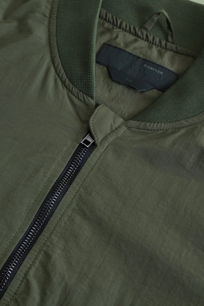 SNITCH جاكيت زيتوني بقصة مريحة وسحابات متعددة