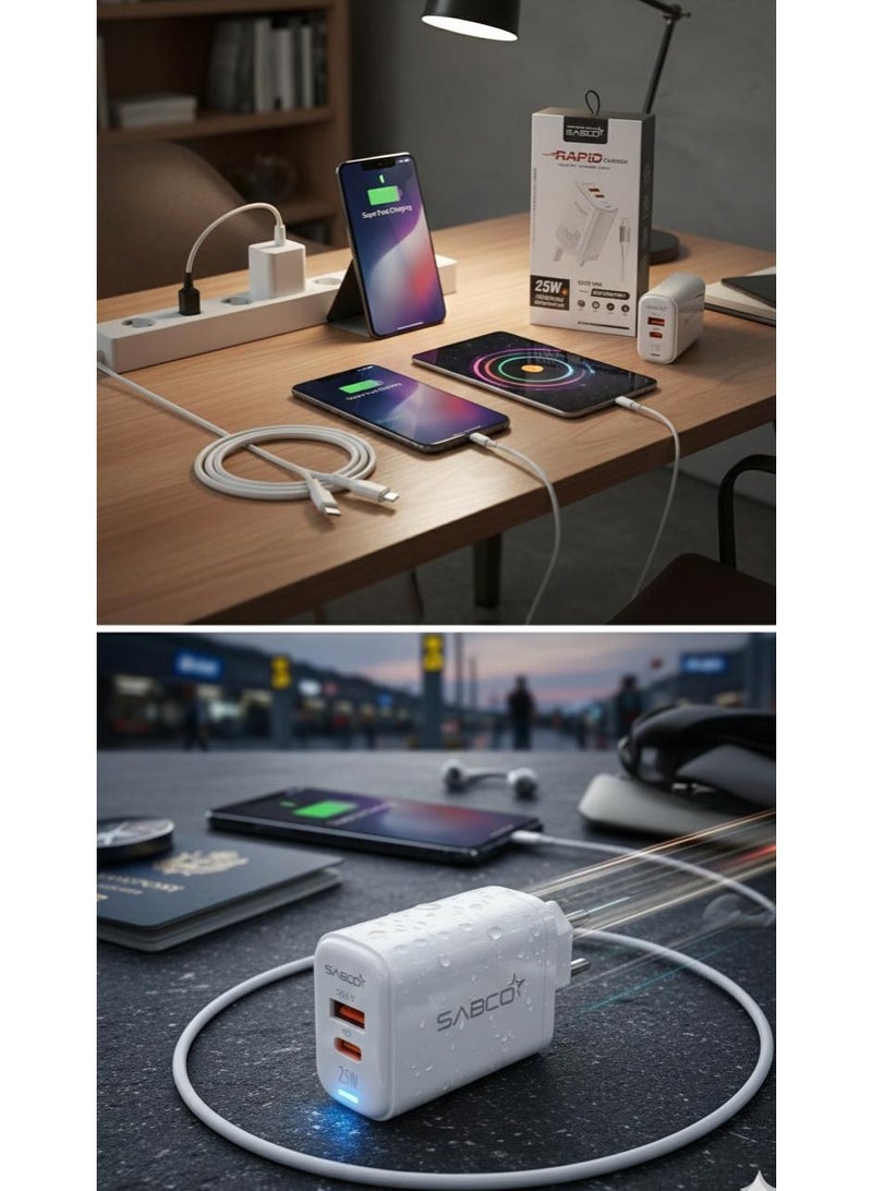 25W Rapid Dual-Port Wall Charger with 1-Meter USB-C to Lightning Cable - Image 5