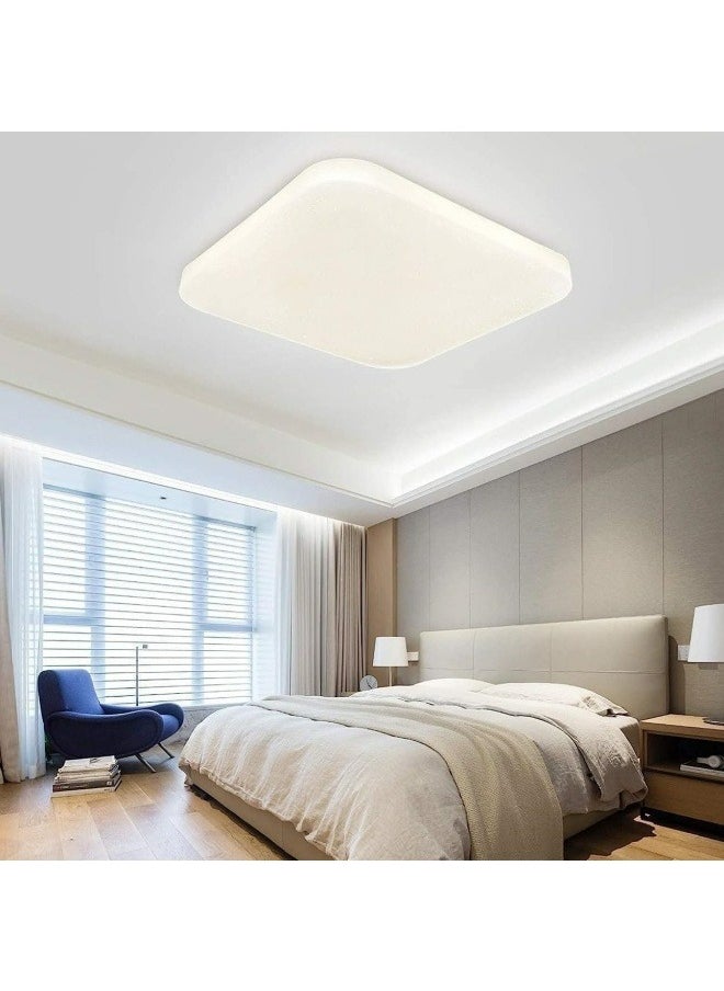 HUA QIANG WANG 3-Color Square LED Ceiling Light Fixture Modern Simple Full White Flush Mount Ceiling Lamp for Bedroom,Living Room,Dining Room,Kitchen Island  - Image 1