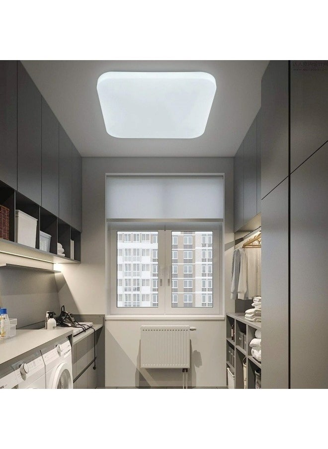 HUA QIANG WANG 3-Color Square LED Ceiling Light Fixture Modern Simple Full White Flush Mount Ceiling Lamp for Bedroom,Living Room,Dining Room,Kitchen Island  - Image 3