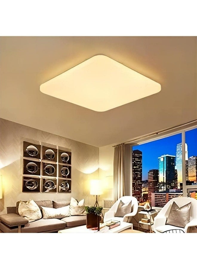 HUA QIANG WANG 3-Color Square LED Ceiling Light Fixture Modern Simple Full White Flush Mount Ceiling Lamp for Bedroom,Living Room,Dining Room,Kitchen Island  - Image 5