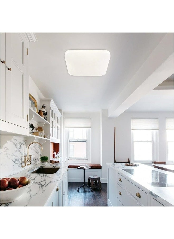 HUA QIANG WANG 3-Color Square LED Ceiling Light Fixture Modern Simple Full White Flush Mount Ceiling Lamp for Bedroom,Living Room,Dining Room,Kitchen Island  - Image 4
