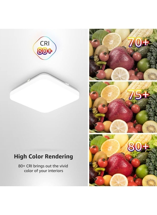 HUA QIANG WANG - 3-Color Square LED Ceiling Light Fixture Modern Simple Full White Flush Mount Ceiling Lamp for Bedroom,Living Room,Dining Room,Kitchen Island - Image 1