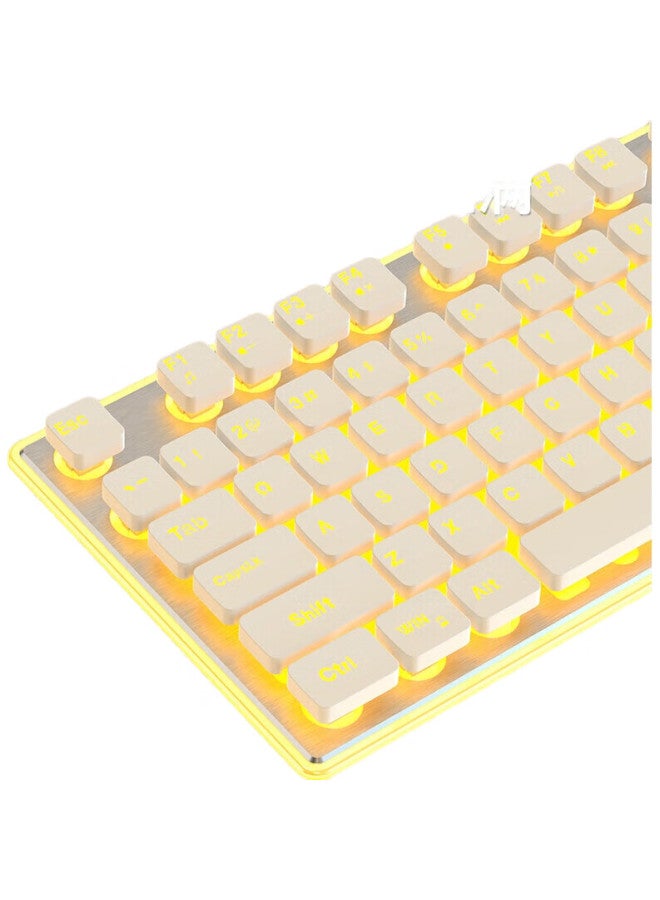 Eweadn X7S Wireless Keyboard And Mouse Combo, Low-Profile Office Keyboard And Mouse Set, Compatible With Desktop And Laptop Computers, Rechargeable, For Office Work And Gaming, White With Yellow Light - Image 3